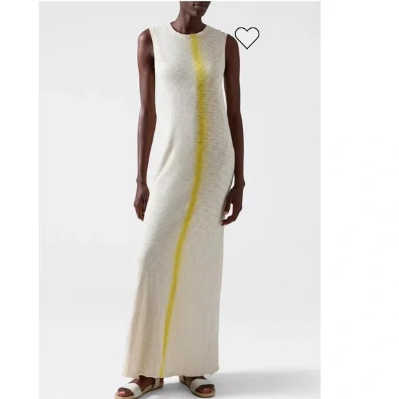 ATM Anthony Thomas Melillo Slub Jersey Sleeveless Maxi Dress Stone/Mustard XS - Picture 1 of 15